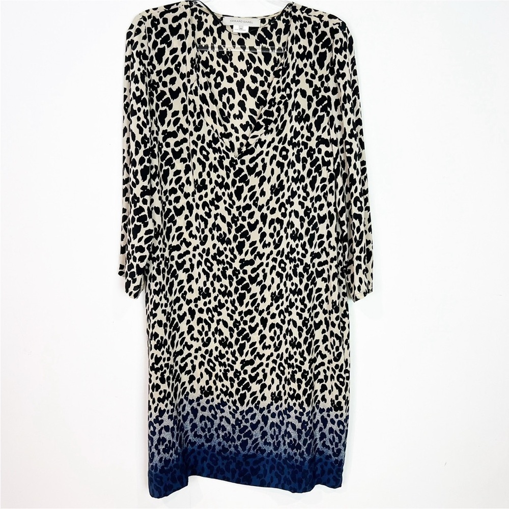 GERARD DAREL LEOPARD PATTERN V-NECK SHIFT DRESS WOMENS XL
